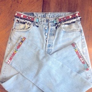 BUZZ18 lk REDONE vintage #00s #y2k Levi’s 501 beaded fringe jeans 1 pair online!